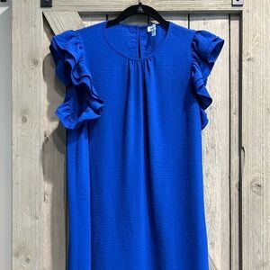 Royal Blue Ruffle Sleeve Boutique Dress
